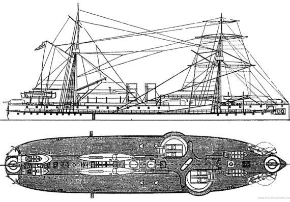 Combat ship China - Ting Yuan 1881 [Battleship] - drawings, dimensions, pictures